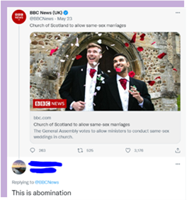 Same sex marriage facebook post