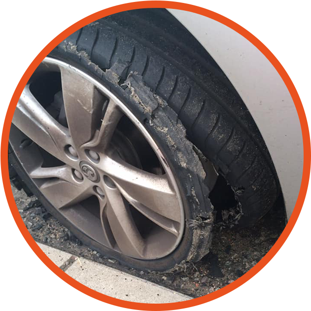 car wheel puncture