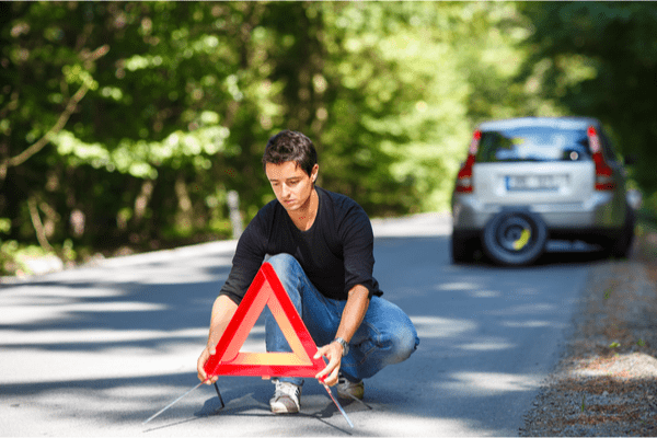 hazard warning triangle you man car break down